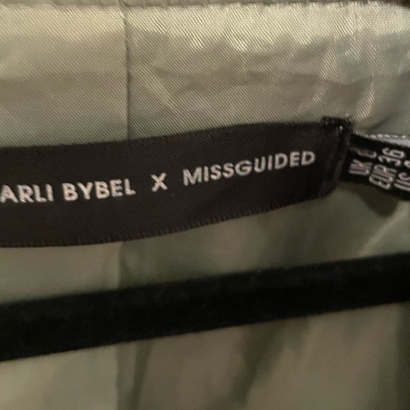 Carli Bybel x Missguided sage green satin bomber jacket - Picture 3 of 4